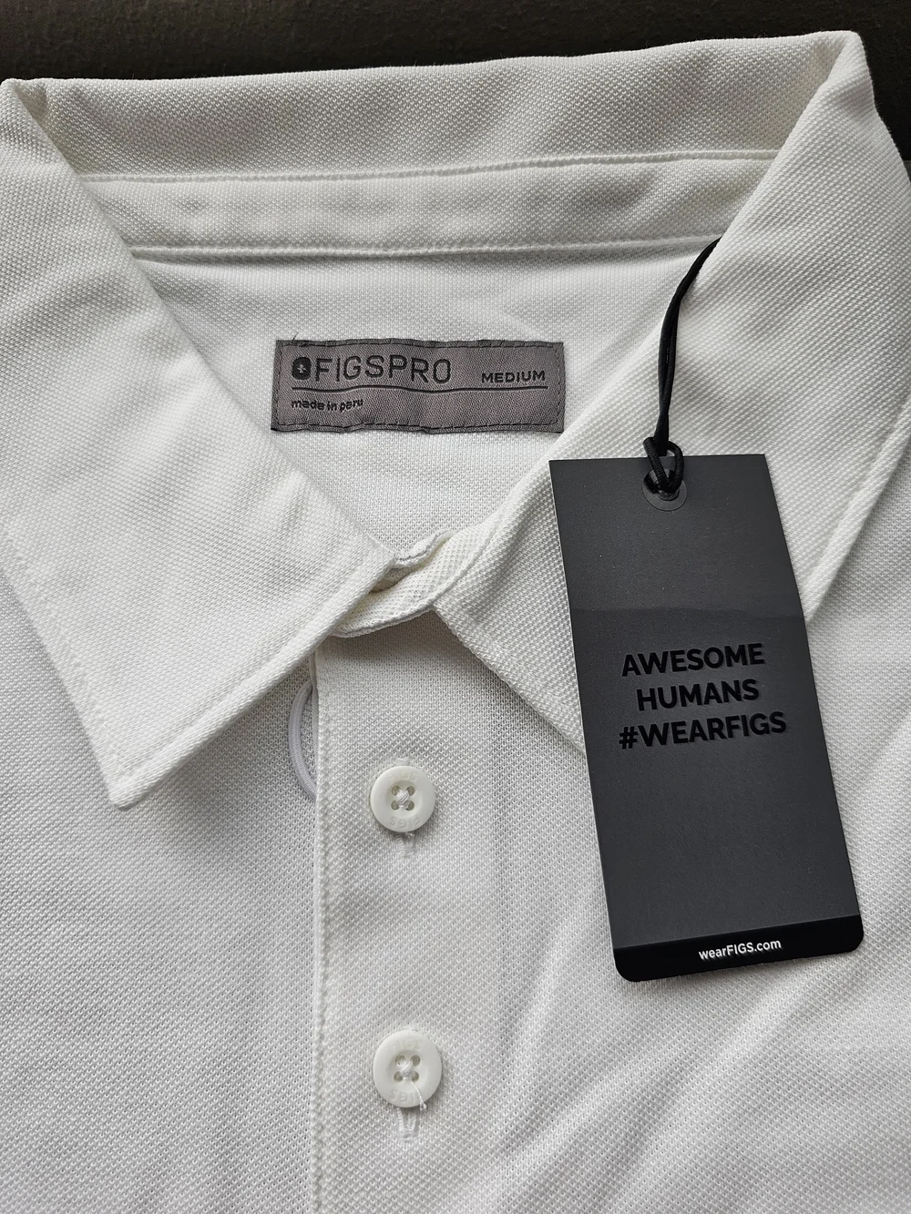 FIGS PRO Technical Pique Scrub Polo Shirt Mens Medium White Workwear M22WW1004